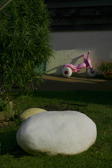 Big pebble stone garden light
