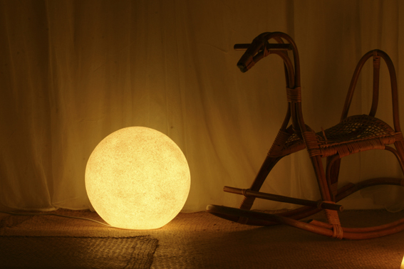 sphere indoor stone lamp lit